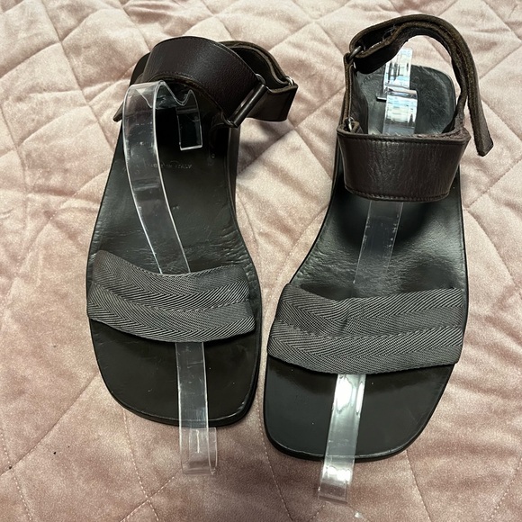 Prada by Ilga Mens Leather and Fabric Strap Sandals. Size US 9.5 - Picture 3 of 6